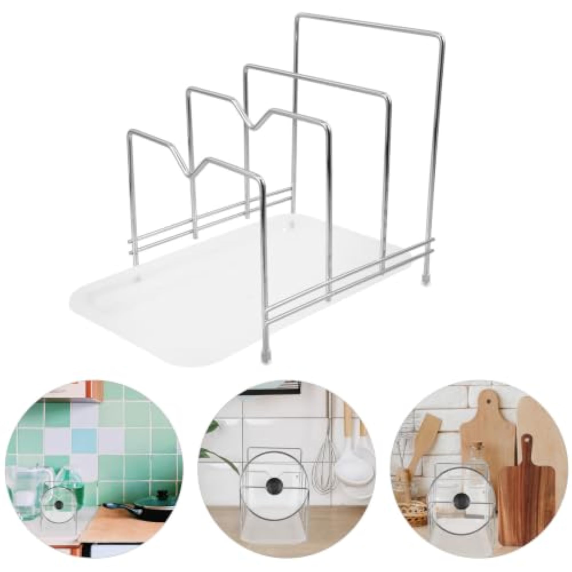 Stainless Steel Cutting Board Holder Three Compartments with Tray